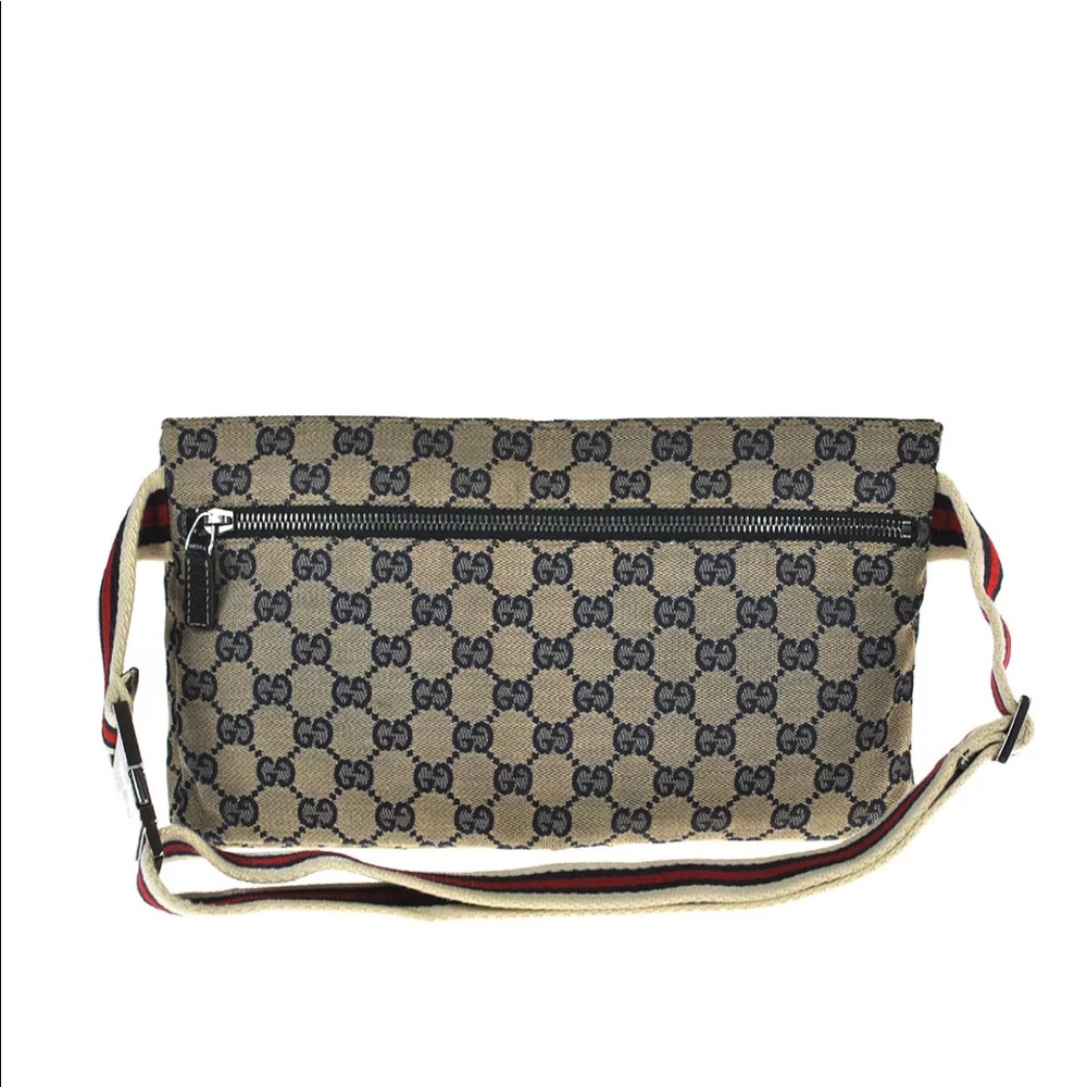 Authentic Gucci navy & grey monogram canvas waist bag fanny pack bum bag - Picture 4 of 14